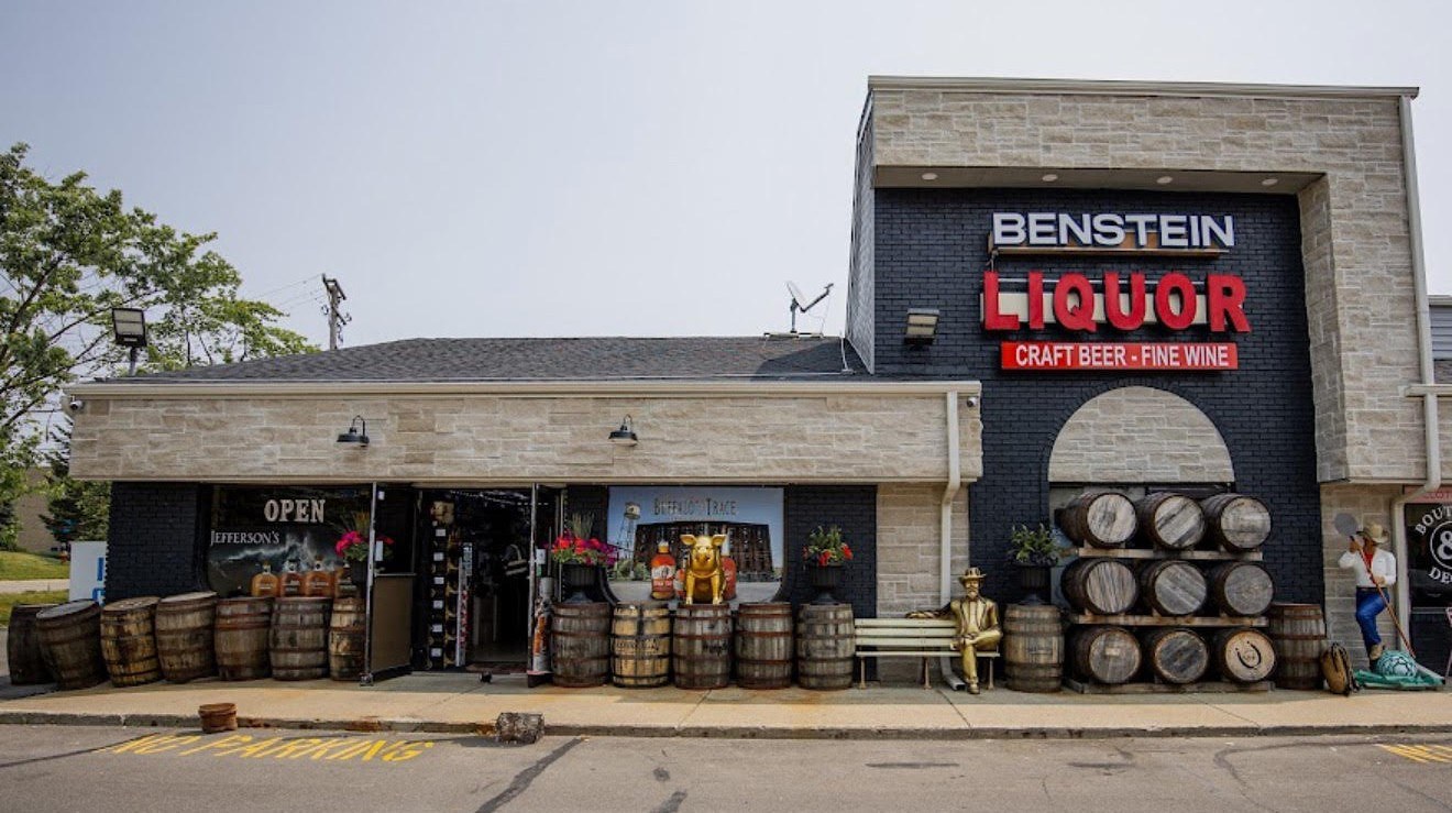The Benstein Liquor storefront in Commerce Township, Michigan